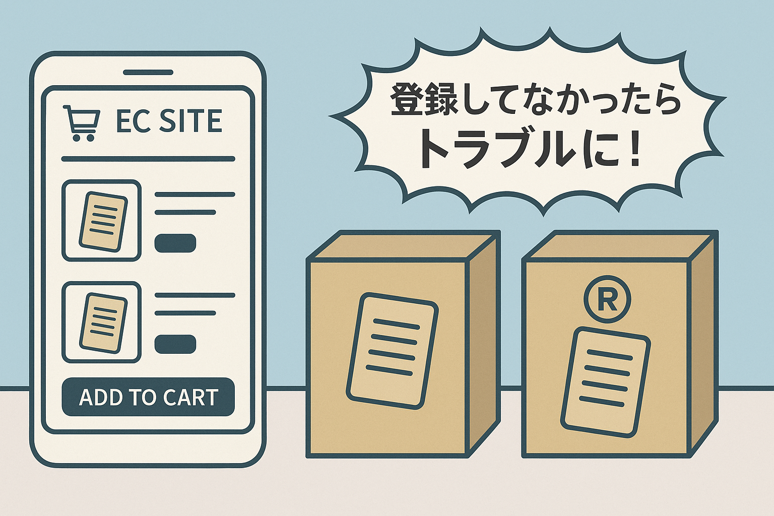 商標登録 トラブルをイメージする図